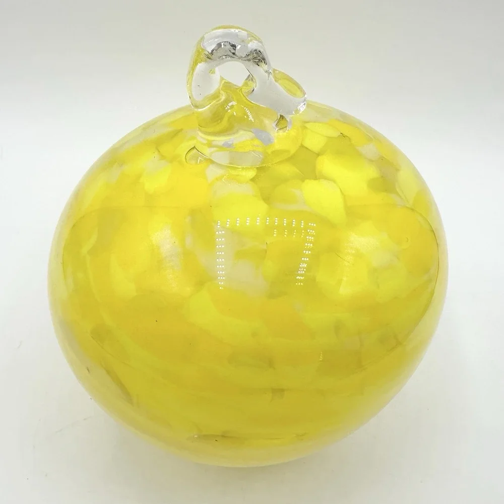 Hand Blown Yellow Art Glass Orb Boise ID USA Part Of Bird Feeder?